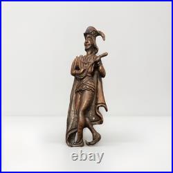 Antique Large Hand Carved Minstrel Wooden Statue