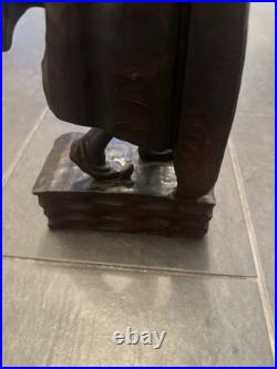 Antique Large Hand Carved Minstrel Wooden Statue