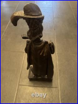 Antique Large Hand Carved Minstrel Wooden Statue