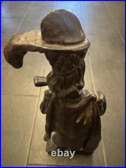 Antique Large Hand Carved Minstrel Wooden Statue