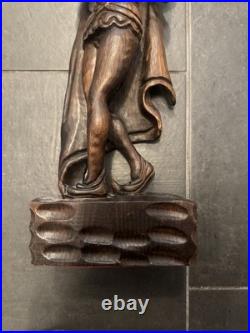 Antique Large Hand Carved Minstrel Wooden Statue