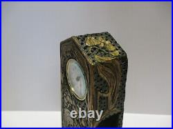 Antique Mantle Clock Arts And Crafts Deco Nouveau Wood Carving Sculpture Rare