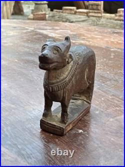 Antique Old Wooden Fine Hand Carved Beautiful Nandi Cow Figure Rare
