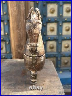 Antique Old Wooden Hand Carved Royal Horse Figure Box 1890