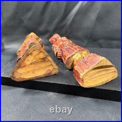 Antique Peruvian Hand Carved Wood Figures Pair Andean Folk Art Statues 8.5