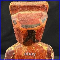 Antique Peruvian Hand Carved Wood Figures Pair Andean Folk Art Statues 8.5