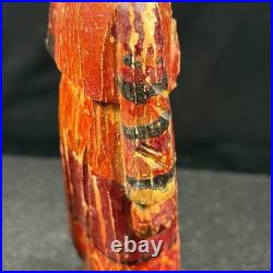 Antique Peruvian Hand Carved Wood Figures Pair Andean Folk Art Statues 8.5