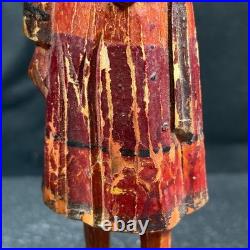 Antique Peruvian Hand Carved Wood Figures Pair Andean Folk Art Statues 8.5