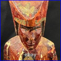 Antique Peruvian Hand Carved Wood Figures Pair Andean Folk Art Statues 8.5
