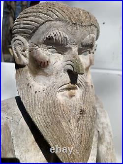 Antique Primitive Outsider Art Folk Art Wood Carving Religious Gnome Sculpture