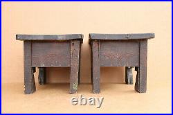 Antique Primitive Wooden Chairs Stools Bench Seat Master's Carving Rustic 19th