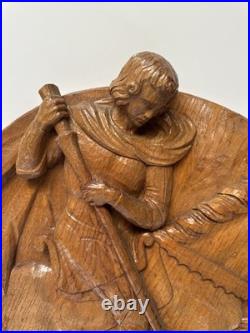Antique Saint George Wood Carving Sculpture 17 19th 20th Century Dragon Horse