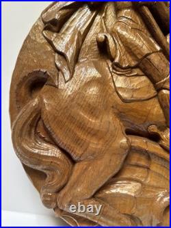 Antique Saint George Wood Carving Sculpture 17 19th 20th Century Dragon Horse
