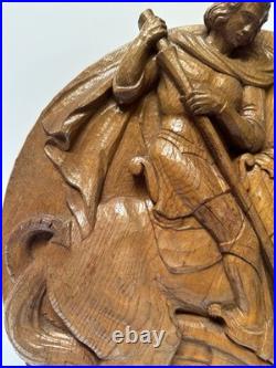 Antique Saint George Wood Carving Sculpture 17 19th 20th Century Dragon Horse