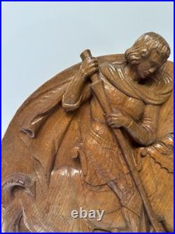 Antique Saint George Wood Carving Sculpture 17 19th 20th Century Dragon Horse