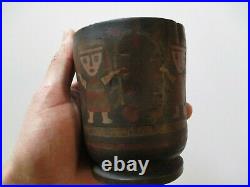 Antique Shaman Cup Challice Wood Carving Painting Peru South American Tribal