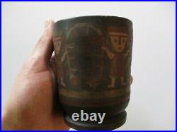 Antique Shaman Cup Challice Wood Carving Painting Peru South American Tribal
