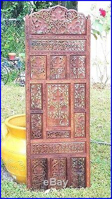 Antique Teak Wood Carved Panels 48 x 16 Leafs and Grapes with removable top