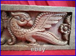 Antique Temple Peacock Yali Wall Panel Wooden Handcarved Door panel Rare Decor
