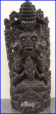 Antique Thai Carved Wood Sculpture Dragon and Naga! Dark Hardwood Hand Carved