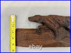 Antique /VTG Folk Art Hand Carved Wood Hunting Dog Sculpture. Unsigned 1 Piece