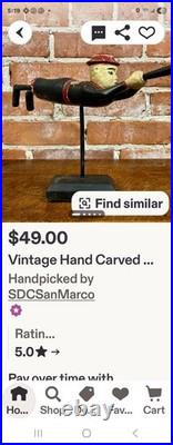 Antique/VTG Hand Carved Wooden Folk Art 12½×7 9×9 Great VTG Condition