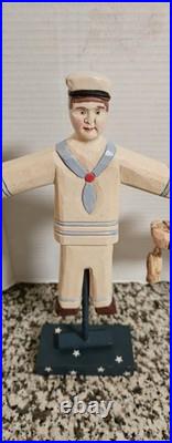 Antique/VTG Hand Carved Wooden Folk Art 12½×7 9×9 Great VTG Condition