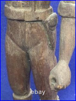 Antique Vintage American Adirondack Folkart Wooden Carving Hunting Man Hound Dog