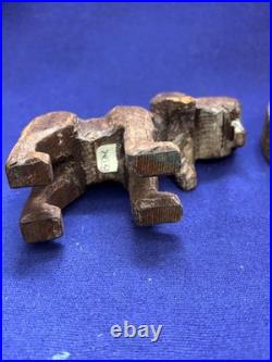 Antique Vintage American Adirondack Folkart Wooden Carving Hunting Man Hound Dog