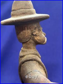 Antique Vintage American Adirondack Folkart Wooden Carving Hunting Man Hound Dog Antique Vintage American Adirondack Folkart Wooden Carving Hunting Man Hound Dog