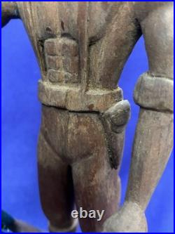 Antique Vintage American Adirondack Folkart Wooden Carving Hunting Man Hound Dog