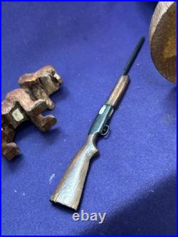 Antique Vintage American Adirondack Folkart Wooden Carving Hunting Man Hound Dog