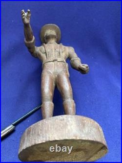 Antique Vintage American Adirondack Folkart Wooden Carving Hunting Man Hound Dog