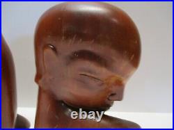 Antique Vintage Art Deco Wood Carving Large Heads Head Sculpture Man Woman Model
