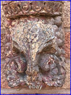 Antique Vintage Indian Hand Carved Wooden Teak Elephant Sculpture c1850 India