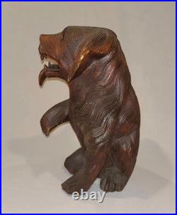 Antique Vtg Late 19th C 1800s Rare Hand Carved 12.5 Inch Black Forest Figure Dog