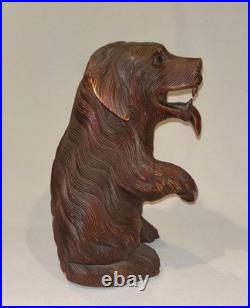 Antique Vtg Late 19th C 1800s Rare Hand Carved 12.5 Inch Black Forest Figure Dog