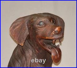 Antique Vtg Late 19th C 1800s Rare Hand Carved 12.5 Inch Black Forest Figure Dog