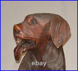 Antique Vtg Late 19th C 1800s Rare Hand Carved 12.5 Inch Black Forest Figure Dog