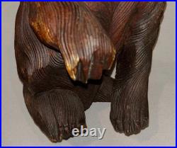 Antique Vtg Late 19th C 1800s Rare Hand Carved 12.5 Inch Black Forest Figure Dog