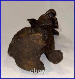 Antique Vtg Late 19th C 1800s Rare Hand Carved 12.5 Inch Black Forest Figure Dog