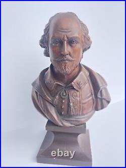 Antique William Shakespeare Sculpture Statue Wood Carving 19th Century Old Fine