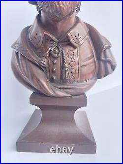 Antique William Shakespeare Sculpture Statue Wood Carving 19th Century Old Fine