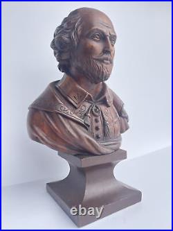 Antique William Shakespeare Sculpture Statue Wood Carving 19th Century Old Fine