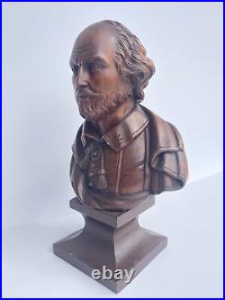 Antique William Shakespeare Sculpture Statue Wood Carving 19th Century Old Fine