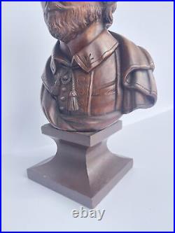 Antique William Shakespeare Sculpture Statue Wood Carving 19th Century Old Fine