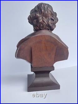 Antique William Shakespeare Sculpture Statue Wood Carving 19th Century Old Fine