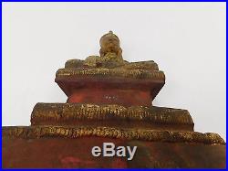 Antique Wood Buddha Temple Praying Carved Wooden Sculpture Statue Thai Lanna 540