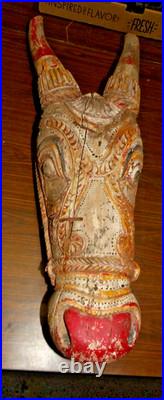 Antique Wood Carved Ceremonial Nandi Bull Head Chariot Sculpture ROUGH SHAPE 29