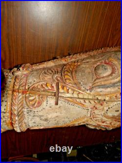 Antique Wood Carved Ceremonial Nandi Bull Head Chariot Sculpture ROUGH SHAPE 29